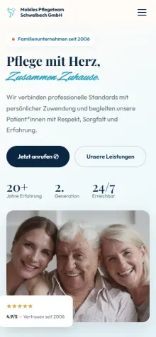 Mobile Ansicht der Website Mobiles Pflegeteam Schwalbach